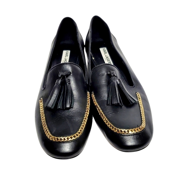 Karl Lagerfeld Authentic Black Leather Loafers Size 8M - Picture 2 of 15